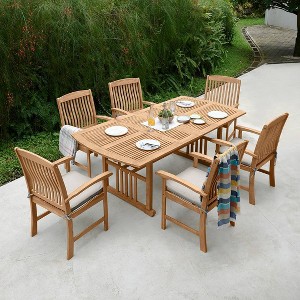 7pc Rowlette Teak Patio Dining Set with Cushion - Cambridge Casual
 - 1 of 4