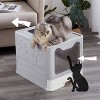 LunaLulinlk gray Large cat litter box with lid, including cat litter scoop, closed cat litter box - 4 of 4