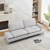89 inch Modern Sofa, Cotton&Linen Couch with Adjustable Armrests - 2 of 4