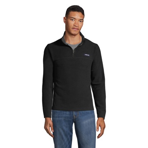 Lands' End Men's Fleece Quarter Zip Pullover - Large - Black : Target