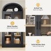 72" Tall Arched Bookshelf Cabinet, Modern Farmhouse Wood Bookcase with 4 Glass Doors & Open Shelf - 4 of 4
