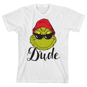 The Grinch Dude Disguise Youth Boy White Short Sleeve Tee - 1 of 4