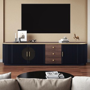 70.8" Modern Minimalist TV Stand for TVs up to 80", Freestanding Entertainment Center with 3 Drawers, 2 Cabinets & Open Shelf for Living Room - 1 of 4