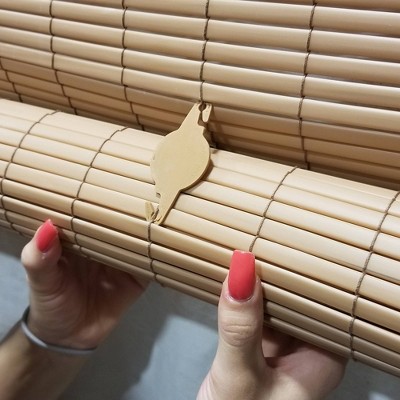 Cordless Woodgrain PVC Roll-Up Outdoor Blackout Shade 36" x 72"