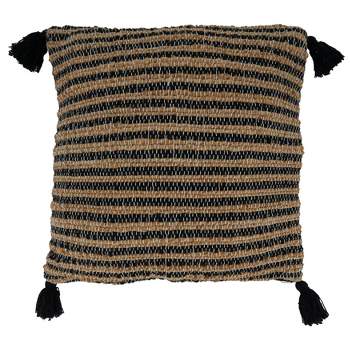 Saro Lifestyle Saro Lifestyle Throw Pillow Cover With Striped Tassel Design