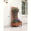 Raised Garden Bed on Wheels with Trellis, 29.5" Fir Wood Planter Box with Drainage for Climbing Plants & Flowers – Patio & Balcony - 3 of 4