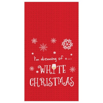 C&F Home White Christmas Waffle Weave Kitchen Towel