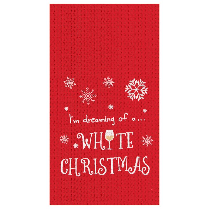 C&F Home White Christmas Waffle Weave Kitchen Towel, 1 of 4
