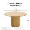 PexFix 52" Wood Round Dining Table Kitchen Table for 4-6 with Arc-Shaped Edge Top & Textured Pedestal for Living/Dining Room Coffee Office Natural - 4 of 4