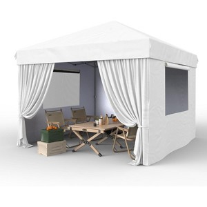 10x10 Ft Pop Up Canopy, 10'x10' Folding Canopy with 3 Highters Adjustable, Outdoor Event Shelter UPF 50+ Gazebo Portable Tents for Beach Wedding EZ - 1 of 4