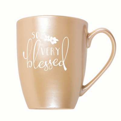 Elanze Designs So Very Blessed 10 ounce New Bone China Coffee Tea Cup Mug, Pearlescent Sand