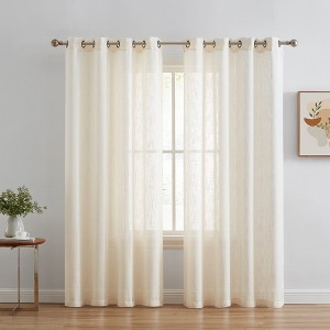 HLC.ME Abbey Faux Linen Textured Semi Sheer Privacy Light Filtering Window Grommet Thick Curtain Panels, Set of 2 - 1 of 4
