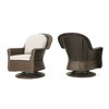 Outdoor Patio Rattan Swivel Rock Club Chairs Set of 2 with Water-Repellent Cushions - 2 of 4