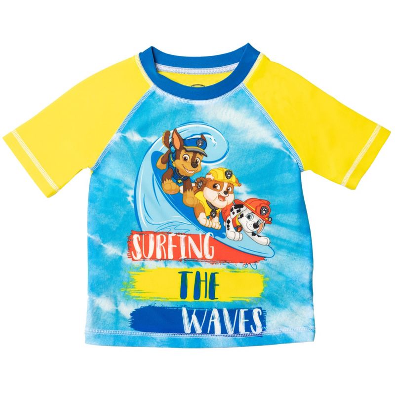 Paw Patrol Rubble Marshall Chase Pullover Rash Guard and Swim Trunks Toddler , 5 of 10
