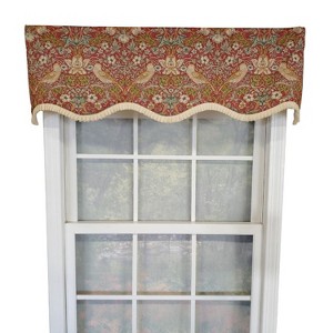 RLF Home Vivaldi Provence Pleated Ruffle Nature-Inspired Bird Motifs No Header Luxurious Home Decor Valance 50" x 14" - 1 of 4