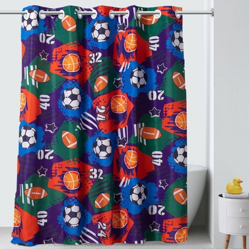 71 X74 Sports Collage Shower Curtain, No Hook Shower Curtain