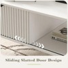 41.34" Wooden Coffee Table with Storage Cabinet, Two-Tier Design, Wave-Style Sliding Doors - 3 of 4