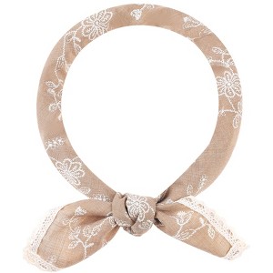 INSPIRE CHIC Women's Floral Printed Cotton Linen Lace Trim Square Scarves 1Pc - 1 of 4