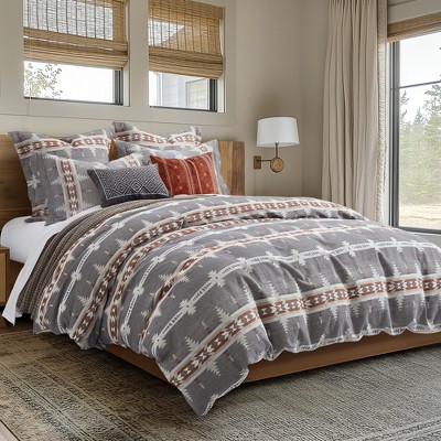 Grey Cotton Twin/Twin XL Geometric Duvet Cover Set