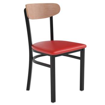 Emma and Oliver Industrial Dining Chair with Rolled Steel Frame and Solid Wood Seat - 500 lbs. Static Weight Capacity