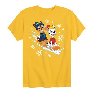 Boys' - Paw Patrol - Chase and Marshall Sledding Short Sleeve Graphic T-Shirt - 1 of 4