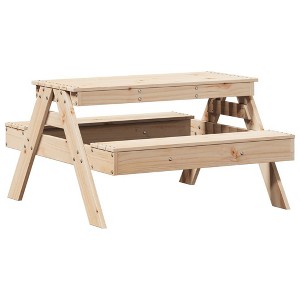 vidaXL Picnic Table Natural wood color Solid Pine Wood - 1 of 4