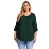 Women's Plus Size Pleated Front Long Sleeve Top - Convertible Cuff Loose Fit Blouse - 4 of 4