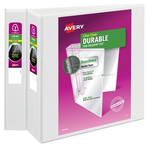 Avery Durable View 3 Ring Binders, 3 Inch EZD Rings, 2 White Binders (46038) - 1 of 4