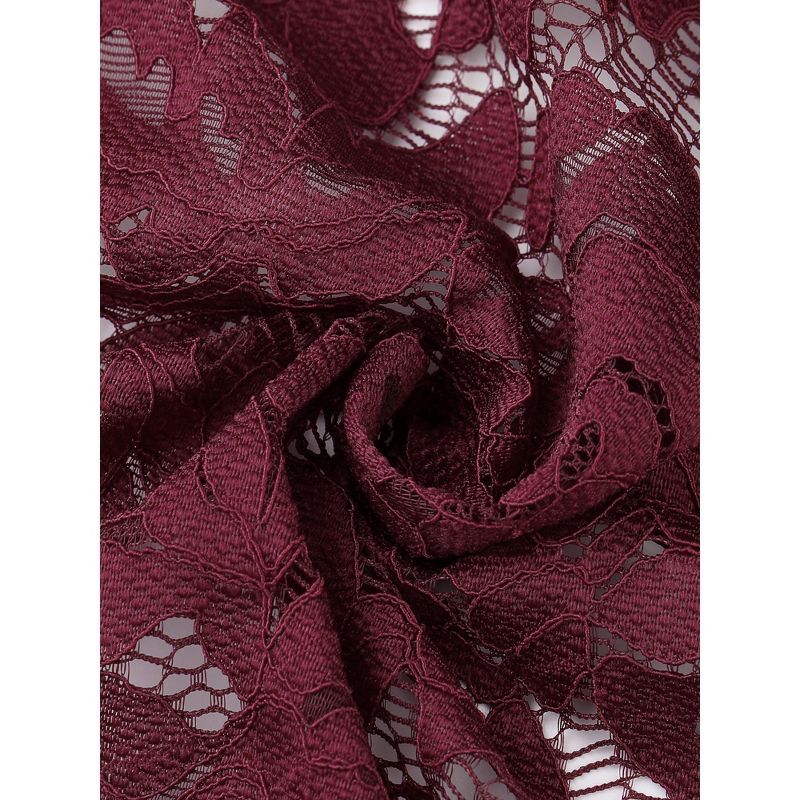 Allegra K Women's Tie Front Ruffled Hem Floral Lace Sheer Crop Bolero Shrug, 4 of 6