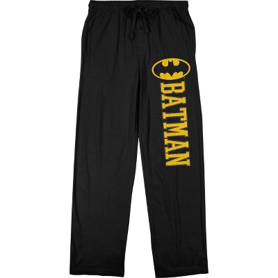 Batman Title Logo Men's Black Drawstring Sleep Pajama Pants