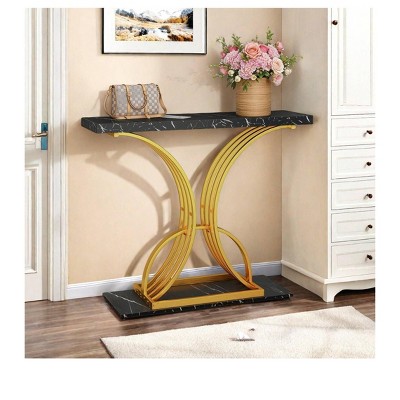Modern Gold Slim Console Table 39" Narrow Behind Sofa Table, Console Table, Sleek And Modern Accent Table For Living Room, Entryway, Entrance