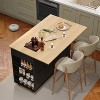 Rolling Kitchen Island Cart with Power Outlet & Drop Leaf, Kitchen Storage Cabinet on Wheels with 3 Drawers, Spice Rack & Towel Rack - 4 of 4