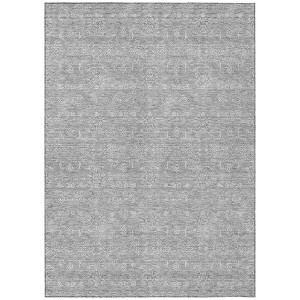 Gray Silver And Ivory Floral Washable Indoor Outdoor Area Rug - 1 of 4