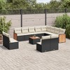 vidaXL 12 Piece Patio Sofa Set with Cushions Black Poly Rattan - Black and Cream With Table - 2 of 4