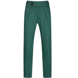 Lars Amadeus Men's Striped Pleated Front Cropped Dress Pants - 1 of 4