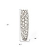 HomeRoots 30" Silver Abstract Pierced Cast Aluminum Oval Floor Vase - 3 of 4