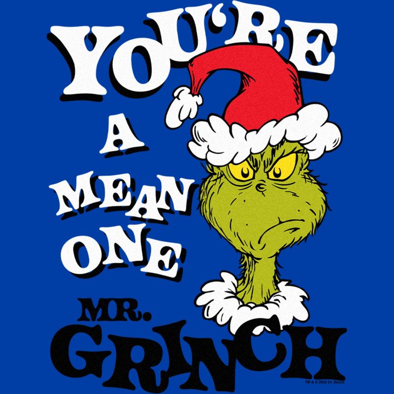 Men's Dr. Seuss Christmas The Grinch You're a Mean One Portrait T-Shirt, 2 of 5