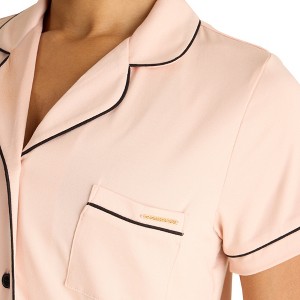 BCBGMAXAZRIA Women's Pajama Set Short Sleeve Notch Collar with Pants - 1 of 2