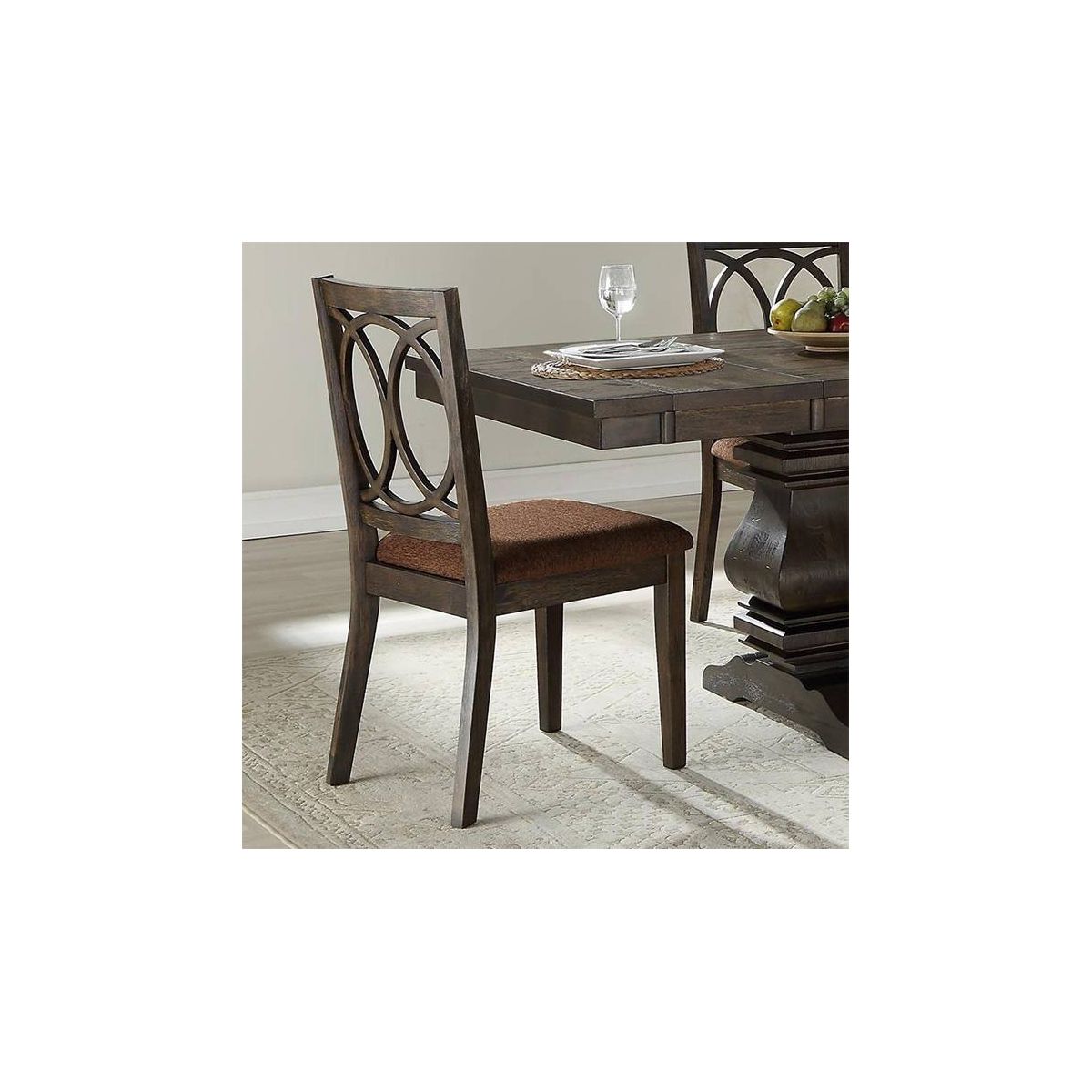 Set of 2 19" Jameson Dining Chairs Brown Fabric/Espresso - Acme Furniture: Upholstered, Traditional Design, Wood Frame
