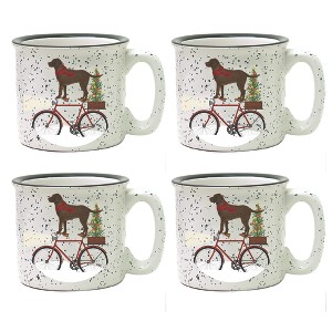Courtside Market Brown Lab on Bike Christmas Cozy Mug 4 Piece Set - 1 of 1