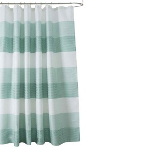 Olivia Gray Glamor Fade-resistant Striped Waffle Jacquard Shower Curtain 70" x 72" - 1 of 2