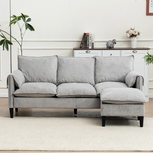 SKRAN 3-Seater Modern L-Shaped Sectional Sofa with Movable Ottoman＆Storage,, Sleeper Deep Seat Cloud Couch for Living Room, Apartment, Office - 1 of 4