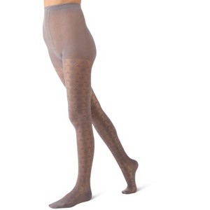 Memoi Women's Textured Cotton Rich Inverted Crochet Fashion Tights - 1 of 4
