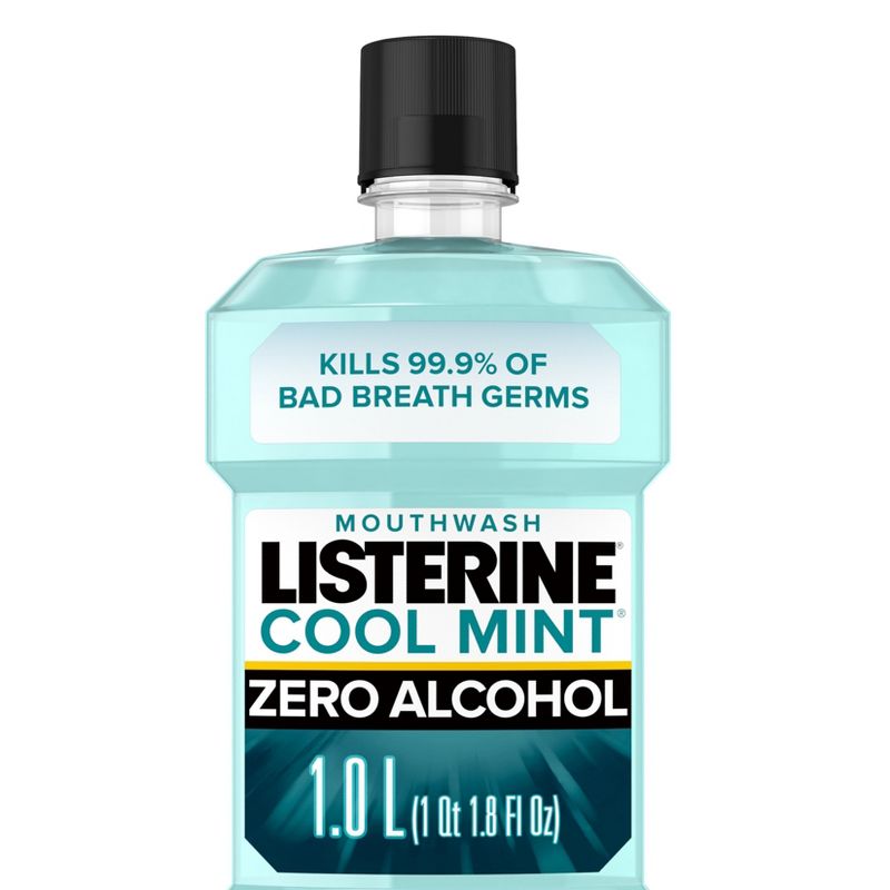 Listerine Zero Alcohol Antiseptic Mouthwash for Bad Breath and Plaque - Cool Mint - 33.8 fl oz, 3 of 10