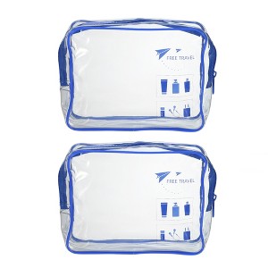 Unique Bargains Women's Transparent Waterproof Business Travel Makeup Bags Blue 2 Pcs - 1 of 4
