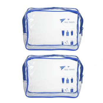 Unique Bargains Women's Transparent Waterproof Business Travel Makeup Bags Blue 2 Pcs
