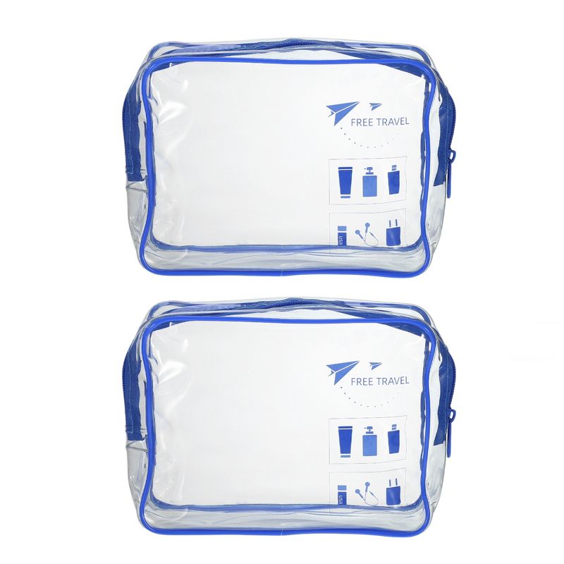 Unique Bargains Women's Transparent Waterproof Business Travel Makeup Bags Blue 2 Pcs, 1 of 7