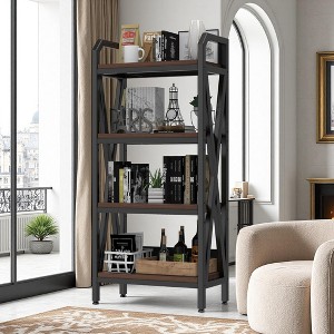 Hrinhom 25.6"W Storage Shelves, 4-Tier Wooden Kitchen Shelves with Metal Frame - 1 of 4
