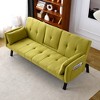 MAYEERTY 70 Inch Multifunctional Cotton Sofa Bed with Cup Holder Side Storage for Living Room Bedroom Green - 4 of 4