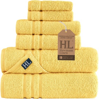 Hawmam Linen 6 Piece Bath Towels Set for Bathroom Original Turkish Cotton Soft, Absorbent and Premium 2 Bath Towels, 2 Hand Towels, 2 Washcloths